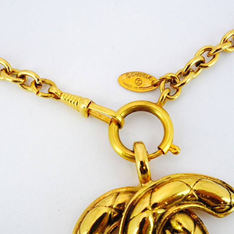 Chanel Necklace Vintage Coco Mark Matelasse GP Plated Gold Ladies
