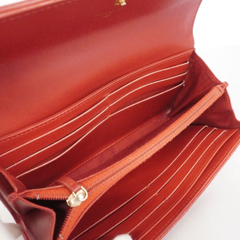 Chanel Long Wallet CC Filigree Caviar Skin Red Gold Hardware Women
