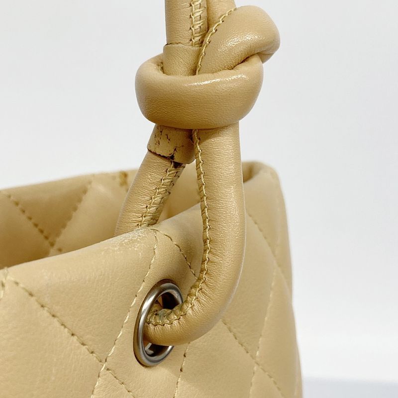 Chanel Tote Bag Cambon Lambskin Beige Silver Hardware Women