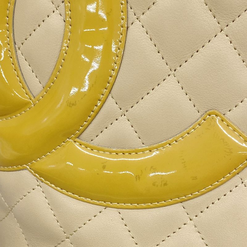 Chanel Tote Bag Cambon Lambskin Beige Silver Hardware Women