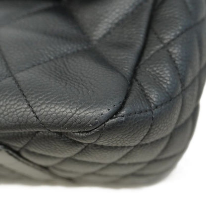 Chanel Shoulder Bag Matelasse Caviar Skin Black Silver Hardware Women