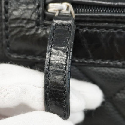 Chanel Shoulder Bag Matelasse Caviar Skin Black Silver Hardware Women