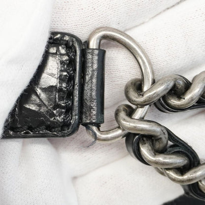 Chanel Shoulder Bag Matelasse Caviar Skin Black Silver Hardware Women