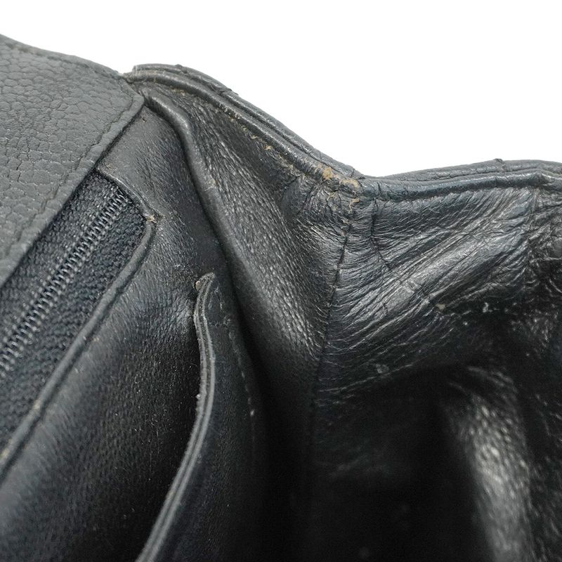 Chanel Handbag Matelasse Top Handle Caviar Skin Black Gold Hardware Women