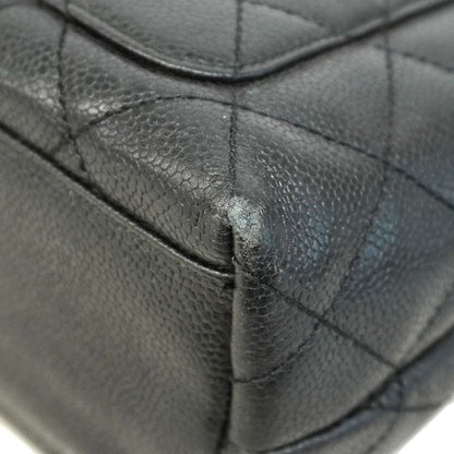 Chanel Handbag Matelasse Top Handle Caviar Skin Black Gold Hardware Women