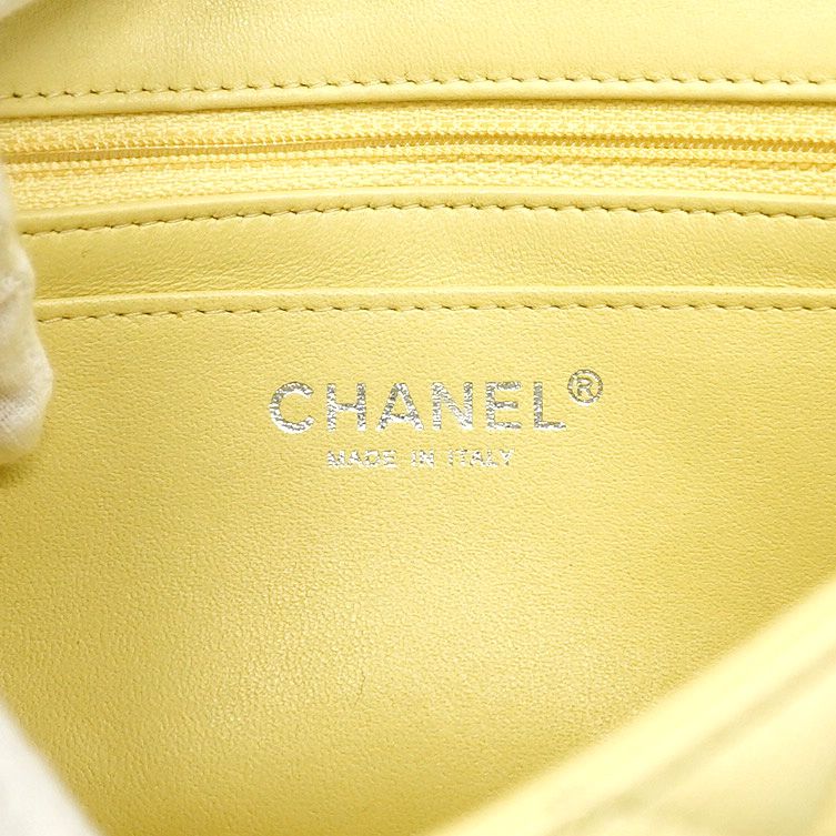 Chanel Shoulder Bag Mini Matelasse Lambskin Yellow Silver Hardware Women