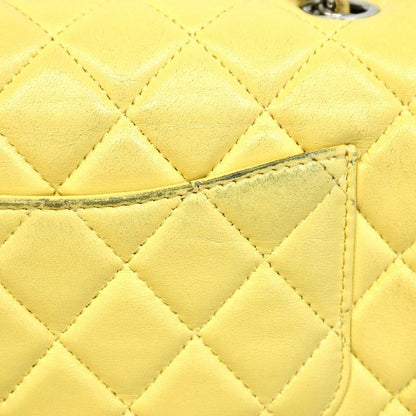 Chanel Shoulder Bag Mini Matelasse Lambskin Yellow Silver Hardware Women