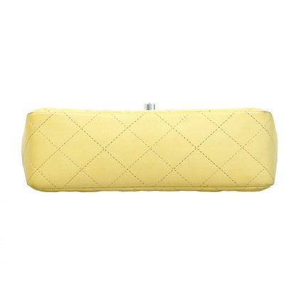 Chanel Shoulder Bag Mini Matelasse Lambskin Yellow Silver Hardware Women