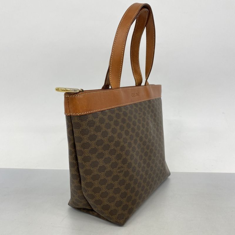 Celine Handbag Macadam PVC Brown Gold Hardware Women