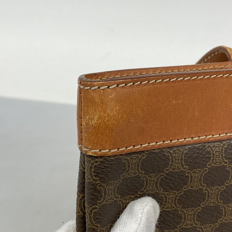 Celine Handbag Macadam PVC Brown Gold Hardware Women