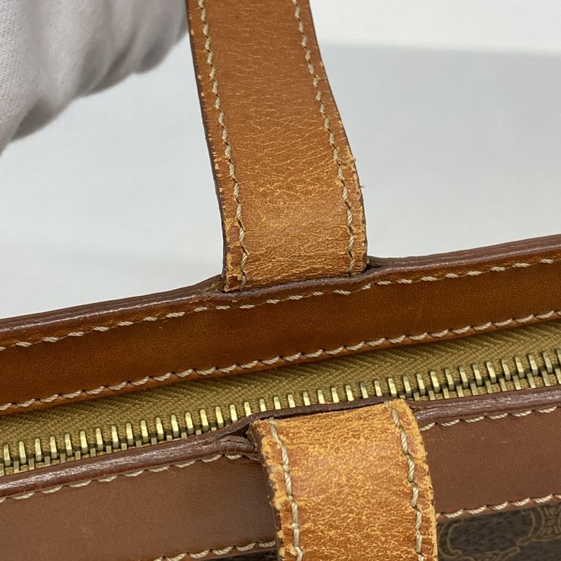 Celine Handbag Macadam PVC Brown Gold Hardware Women