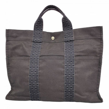 Hermes Tote Bag Her Line MM Canvas Gray Silver Hardware Women