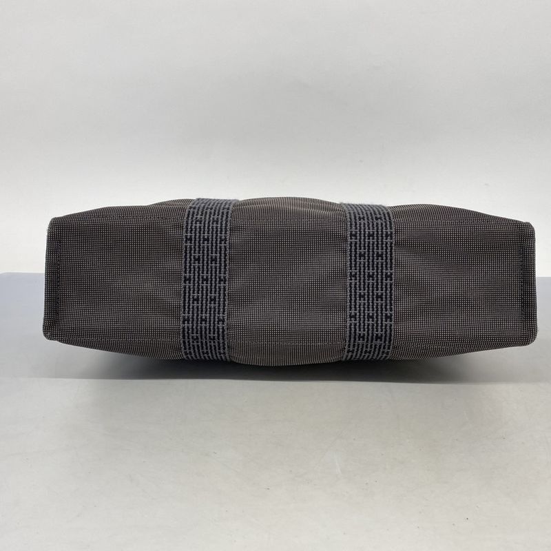 Hermes Tote Bag Her Line MM Canvas Gray Silver Hardware Women