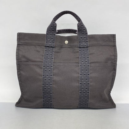 Hermes Tote Bag Her Line MM Canvas Gray Silver Hardware Women