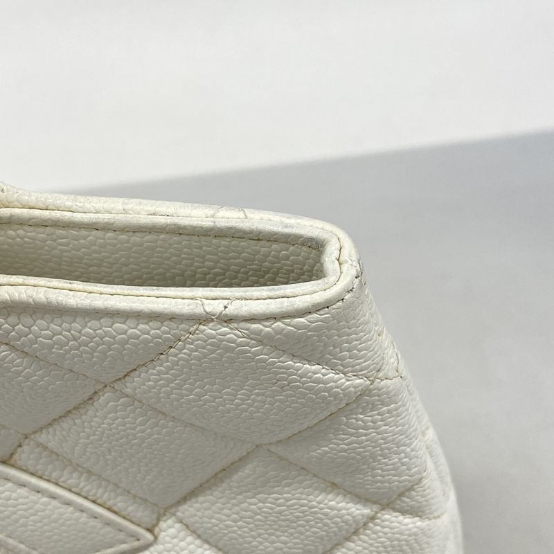 Chanel Tote Bag Revival Tote Caviar Skin White Gold Hardware Women's