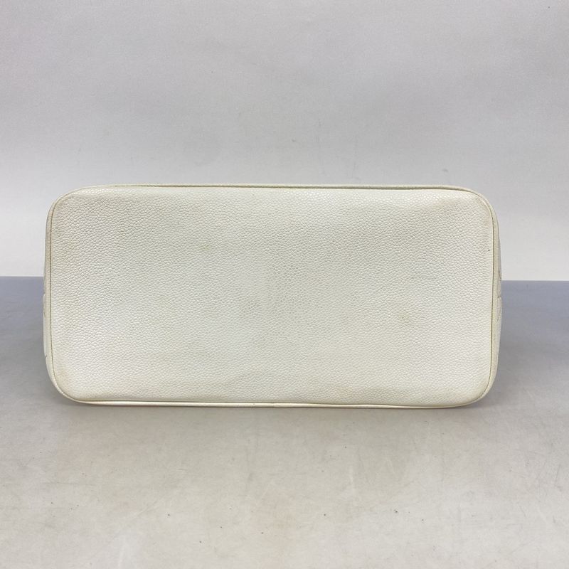 Chanel Tote Bag Revival Tote Caviar Skin White Gold Hardware Women's