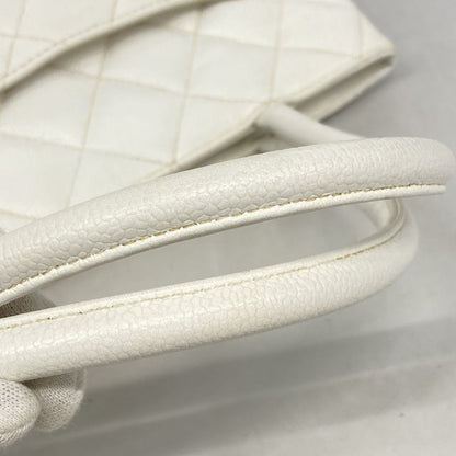 Chanel Tote Bag Revival Tote Caviar Skin White Gold Hardware Women's