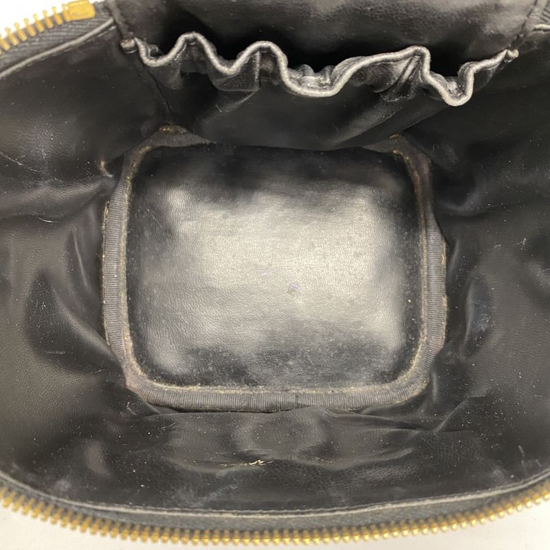 Chanel Vanity Bag Caviar Skin Black Gold Hardware Women
