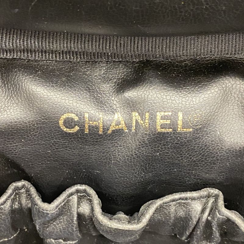 Chanel Vanity Bag Caviar Skin Black Gold Hardware Women