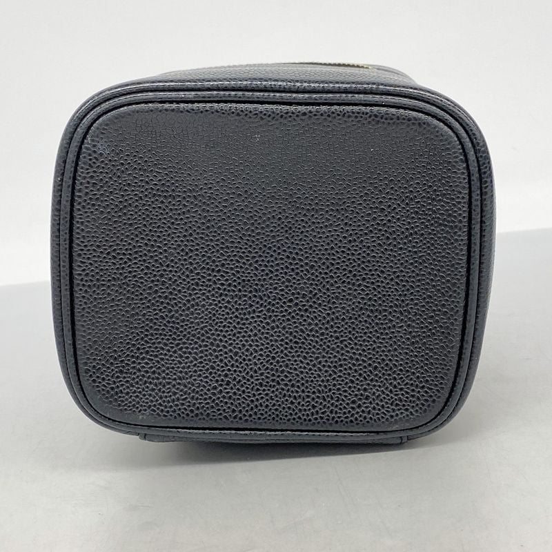 Chanel Vanity Bag Caviar Skin Black Gold Hardware Women