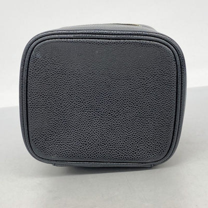 Chanel Vanity Bag Caviar Skin Black Gold Hardware Women