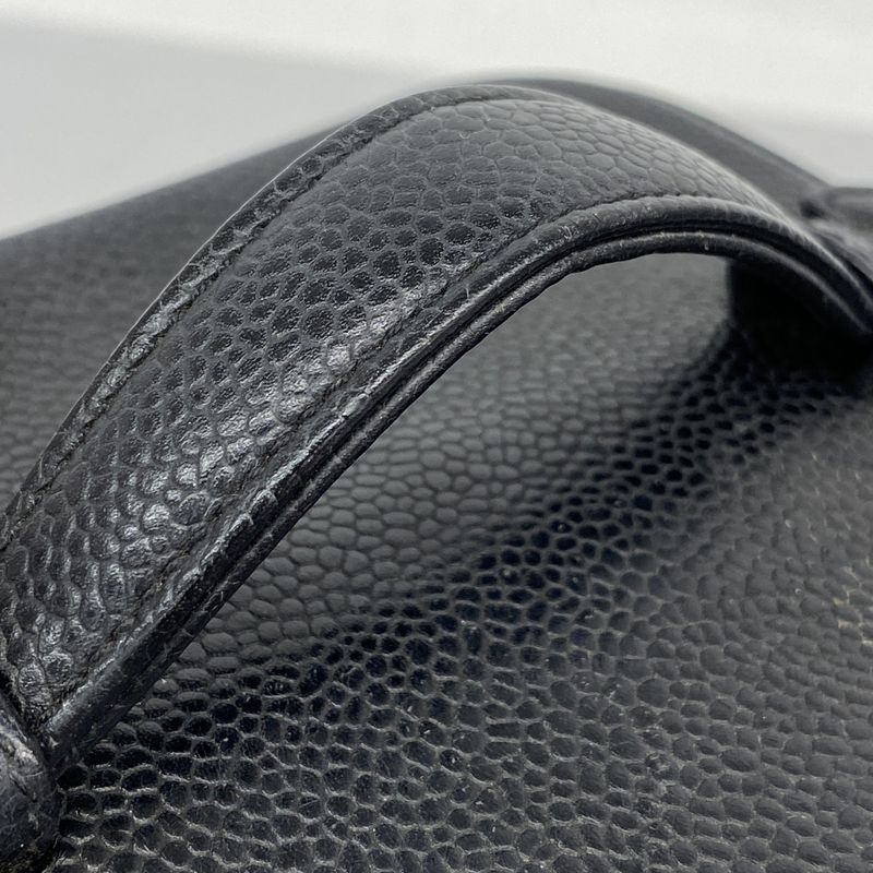 Chanel Vanity Bag Caviar Skin Black Gold Hardware Women