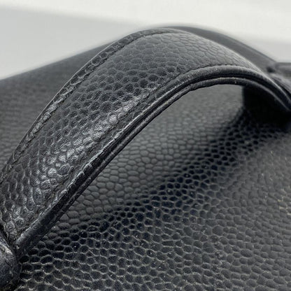 Chanel Vanity Bag Caviar Skin Black Gold Hardware Women