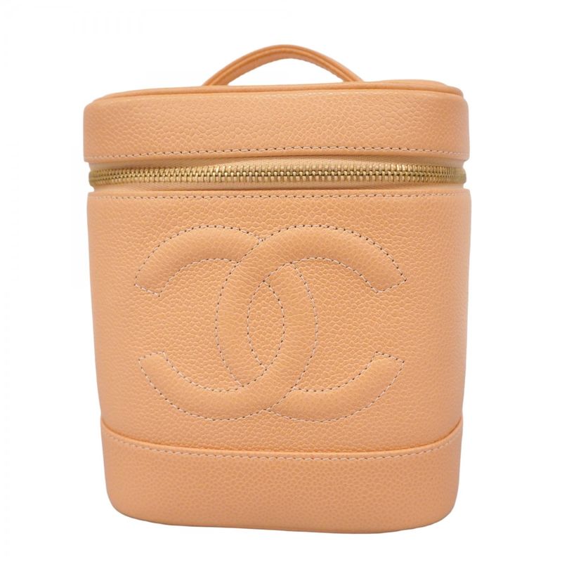 Chanel Vanity Bag Caviar Skin Salmon Pink Gold Hardware Women