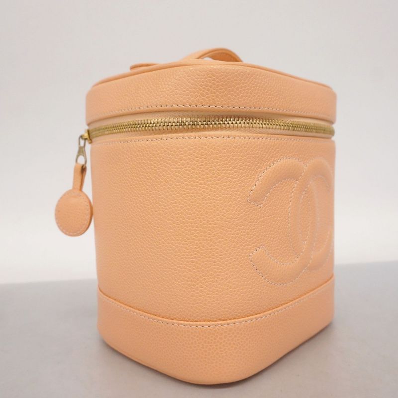 Chanel Vanity Bag Caviar Skin Salmon Pink Gold Hardware Women
