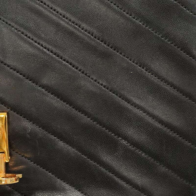 Chanel Shoulder Bag V-stitched Lambskin Black Gold Hardware Women