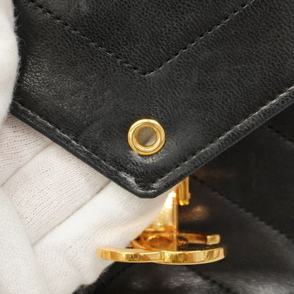 Chanel Shoulder Bag V-stitched Lambskin Black Gold Hardware Women