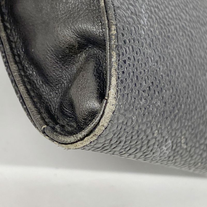 Chanel Shoulder Bag Caviar Skin Black Gold Hardware Women