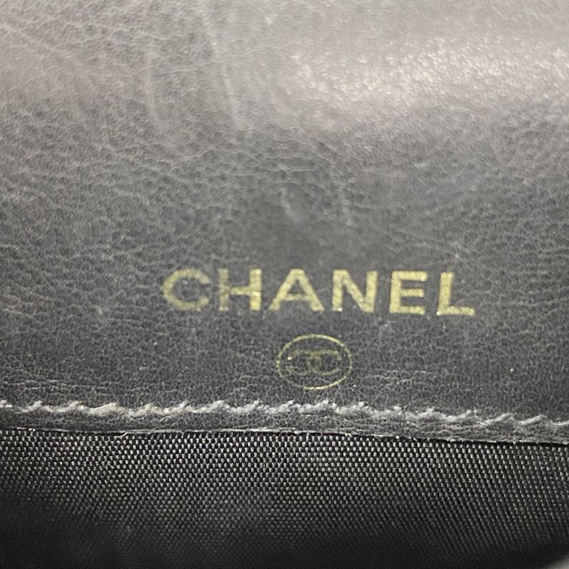 Chanel Shoulder Bag Caviar Skin Black Gold Hardware Women