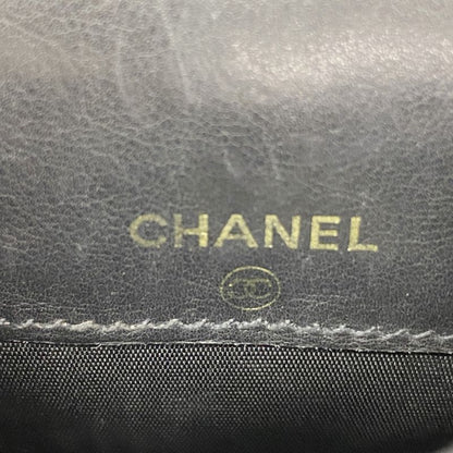 Chanel Shoulder Bag Caviar Skin Black Gold Hardware Women