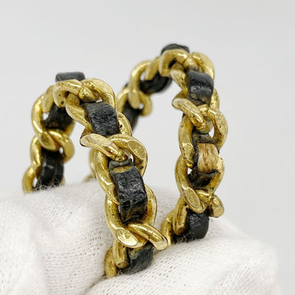 Chanel Shoulder Bag Caviar Skin Black Gold Hardware Women