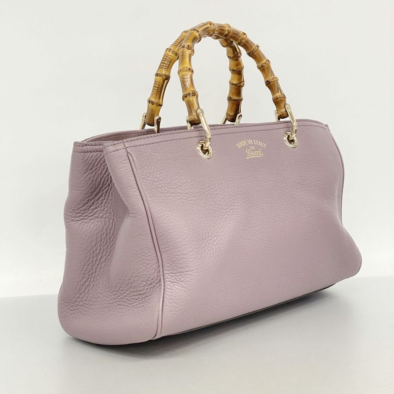 Gucci Handbag Bamboo 323660 Leather Purple Gold Hardware Women