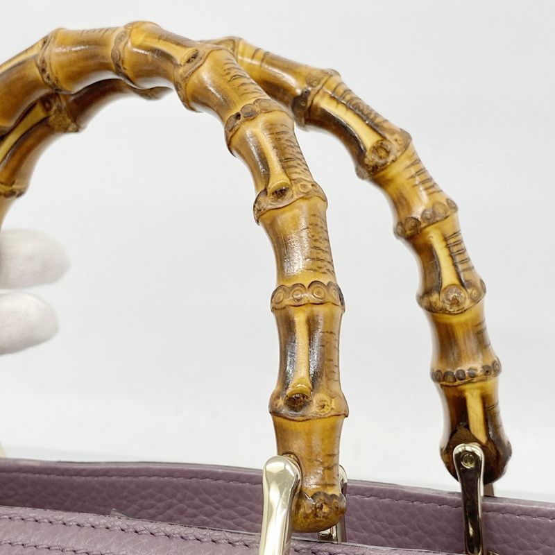 Gucci Handbag Bamboo 323660 Leather Purple Gold Hardware Women