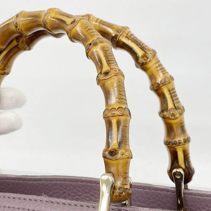 Gucci Handbag Bamboo 323660 Leather Purple Gold Hardware Women