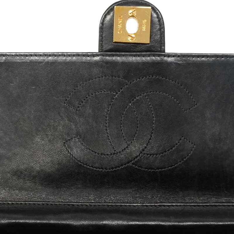 Chanel Shoulder Bag Matelasse Lambskin Black Gold Hardware Women