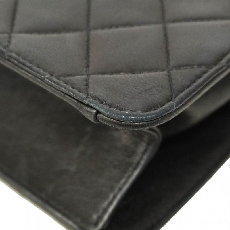 Chanel Shoulder Bag Matelasse Lambskin Black Gold Hardware Women