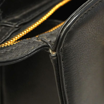 Chanel Handbag Leather Black Gold Hardware Women