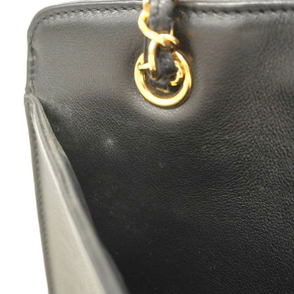 Chanel Handbag Leather Black Gold Hardware Women