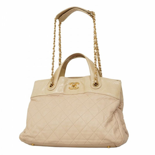 Chanel Handbag In The Mix Leather Beige Gold Hardware 2way Bag Ladies