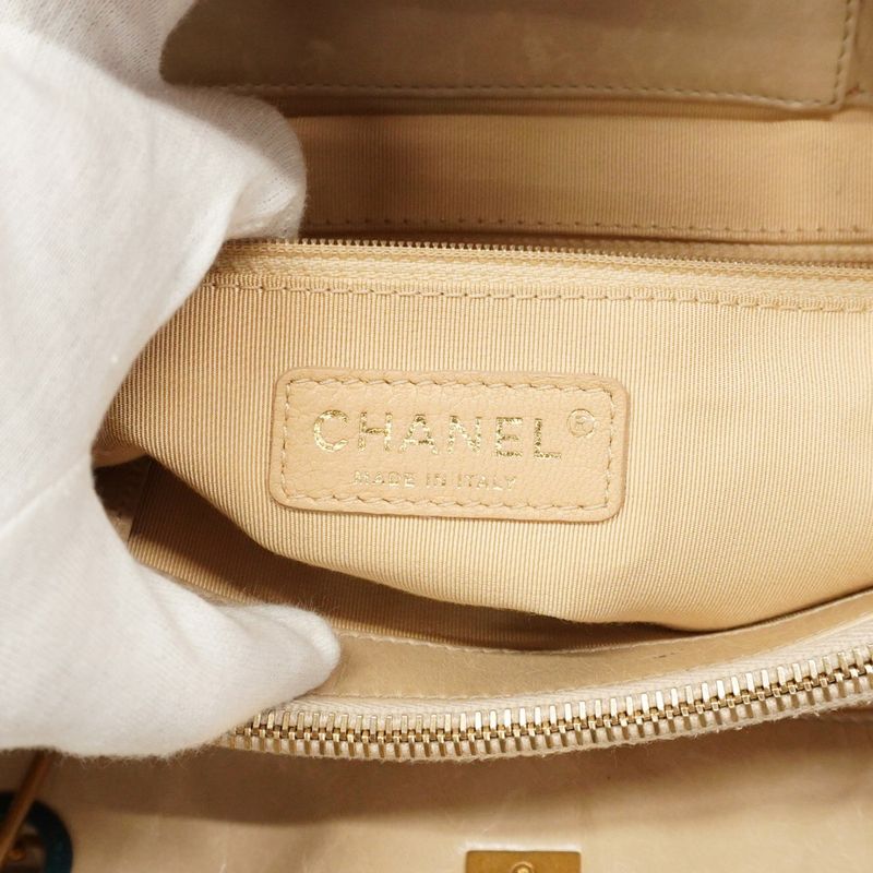 Chanel Handbag In The Mix Leather Beige Gold Hardware 2way Bag Ladies