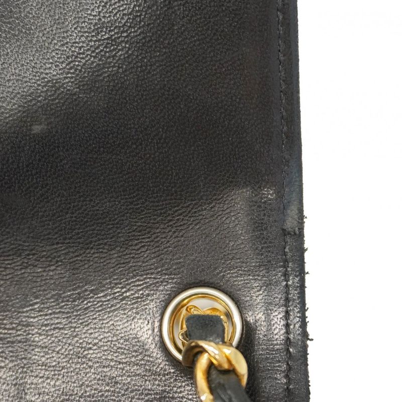Chanel Shoulder Bag Matelasse Lambskin Black Gold Hardware Women