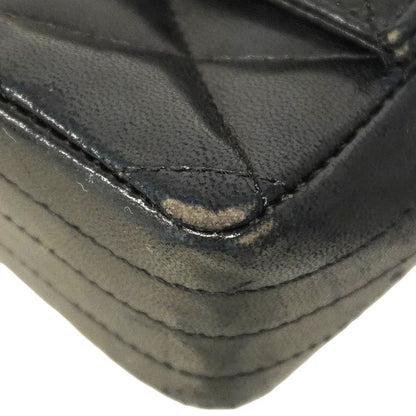 Chanel Shoulder Bag Matelasse Lambskin Black Gold Hardware Women