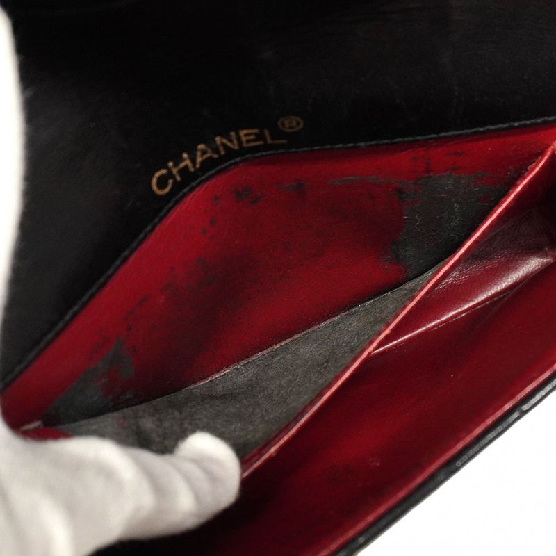 Chanel Shoulder Bag Matelasse Lambskin Black Gold Hardware Women