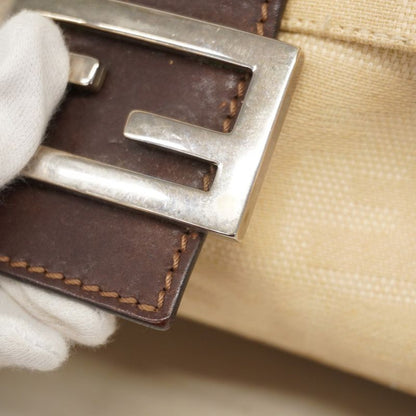 Fendi Handbag Zucca Mamma Bucket Canvas Beige Silver Hardware Women