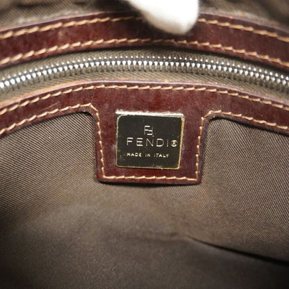 Fendi Handbag Zucca Mamma Bucket Canvas Beige Silver Hardware Women