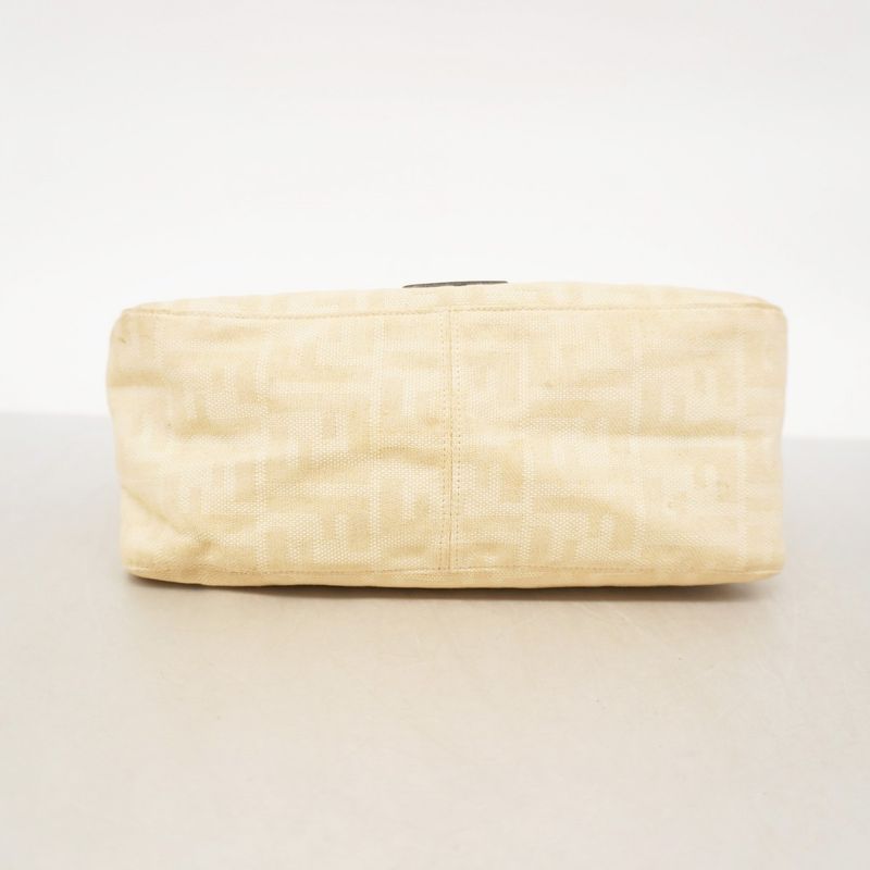 Fendi Handbag Zucca Mamma Bucket Canvas Beige Silver Hardware Women